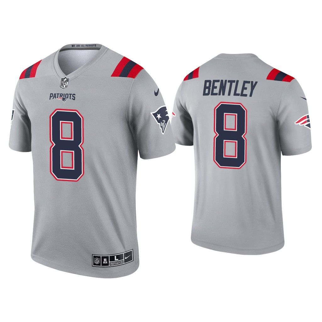 Men New England Patriots #8 Ja Whaun Bentley Nike Grey Inverted Legend NFL Jersey